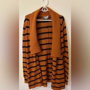 Volcom Women's Orange and Black Striped Cardigan